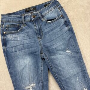 Judy Blue Los Angeles Jeans Womens 27 Distressed Capri Whiskered Stonewash Denim